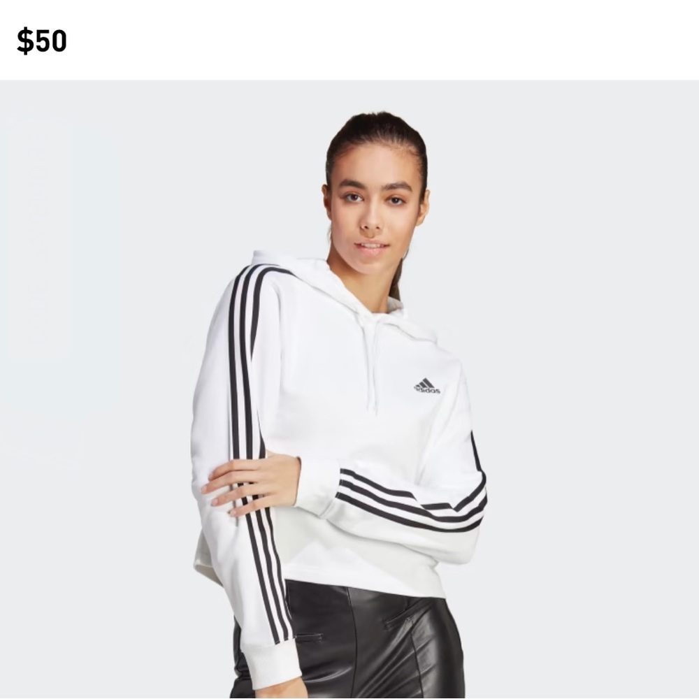 White Fleece Adidas Hoodie XL